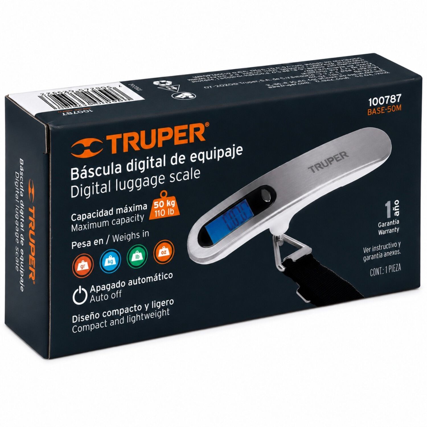 Balanza Digital Truper 50kg Lcd Equipaje Maletas Port&aacute;til image number 3.0