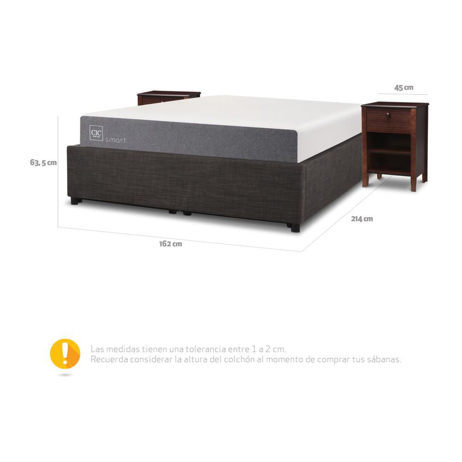 Cama Ba&uacute;l Cic Smart / 2 Plazas / Base Normal + Velador image number 5.0