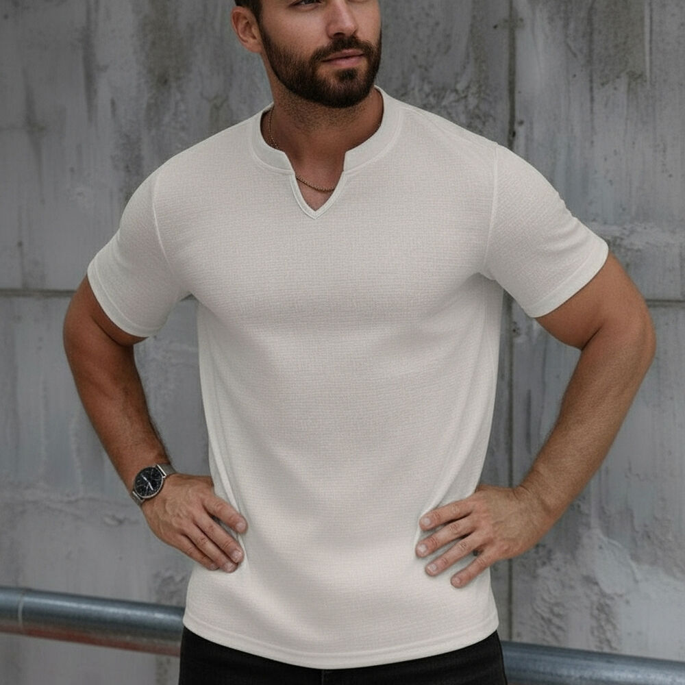 Camisa Lino Hombre Cuello V image number 0.0