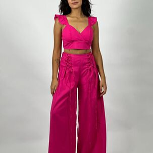 Conjunto De Lino Top Y Pantalón
