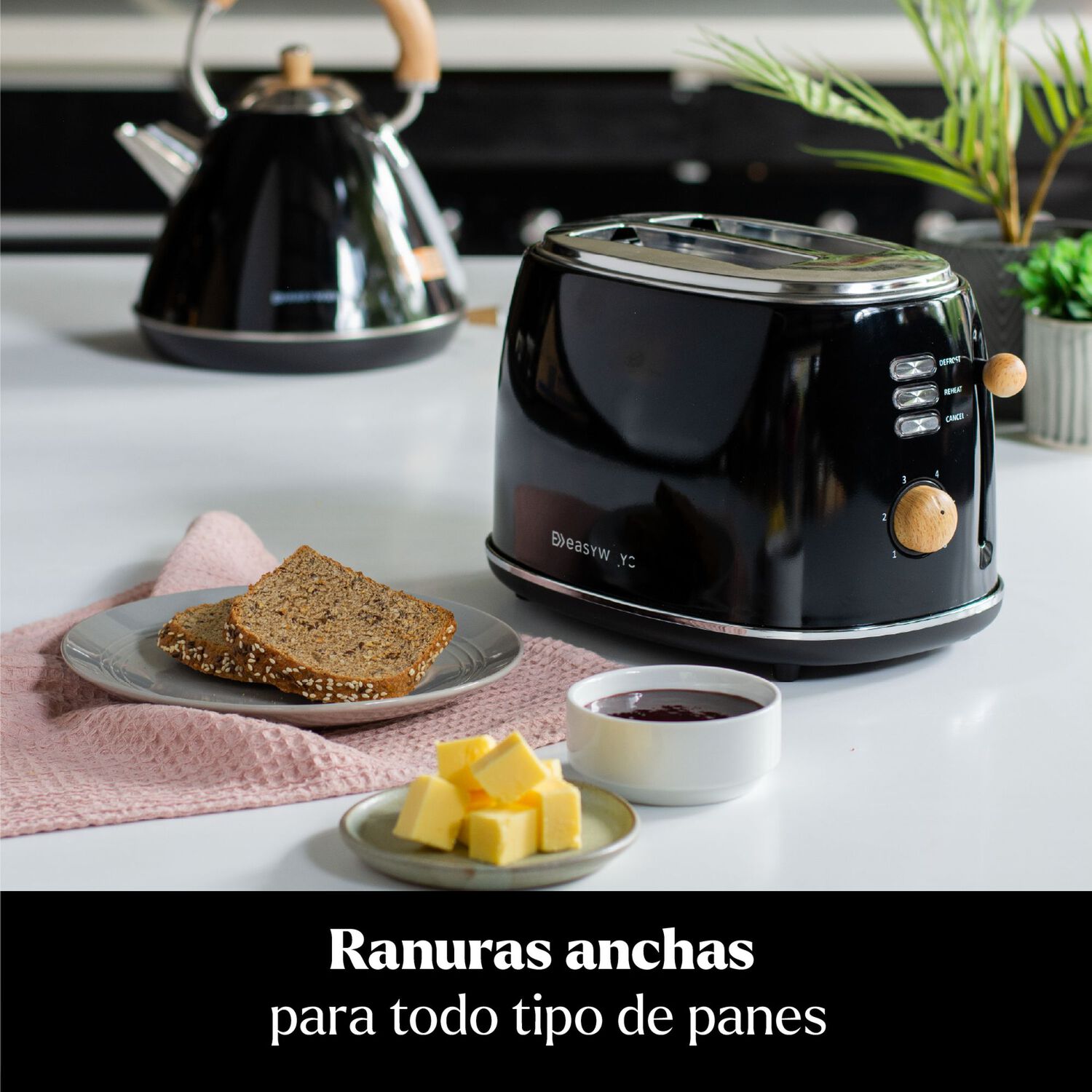 Tostador Desing 2 Rebanadas Negro Easyways image number 2.0