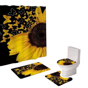Juego De Ba&ntilde;o Set De 4 Piezas Cortina + Tapa Wc + 2 Alfombras Sb4p-11
