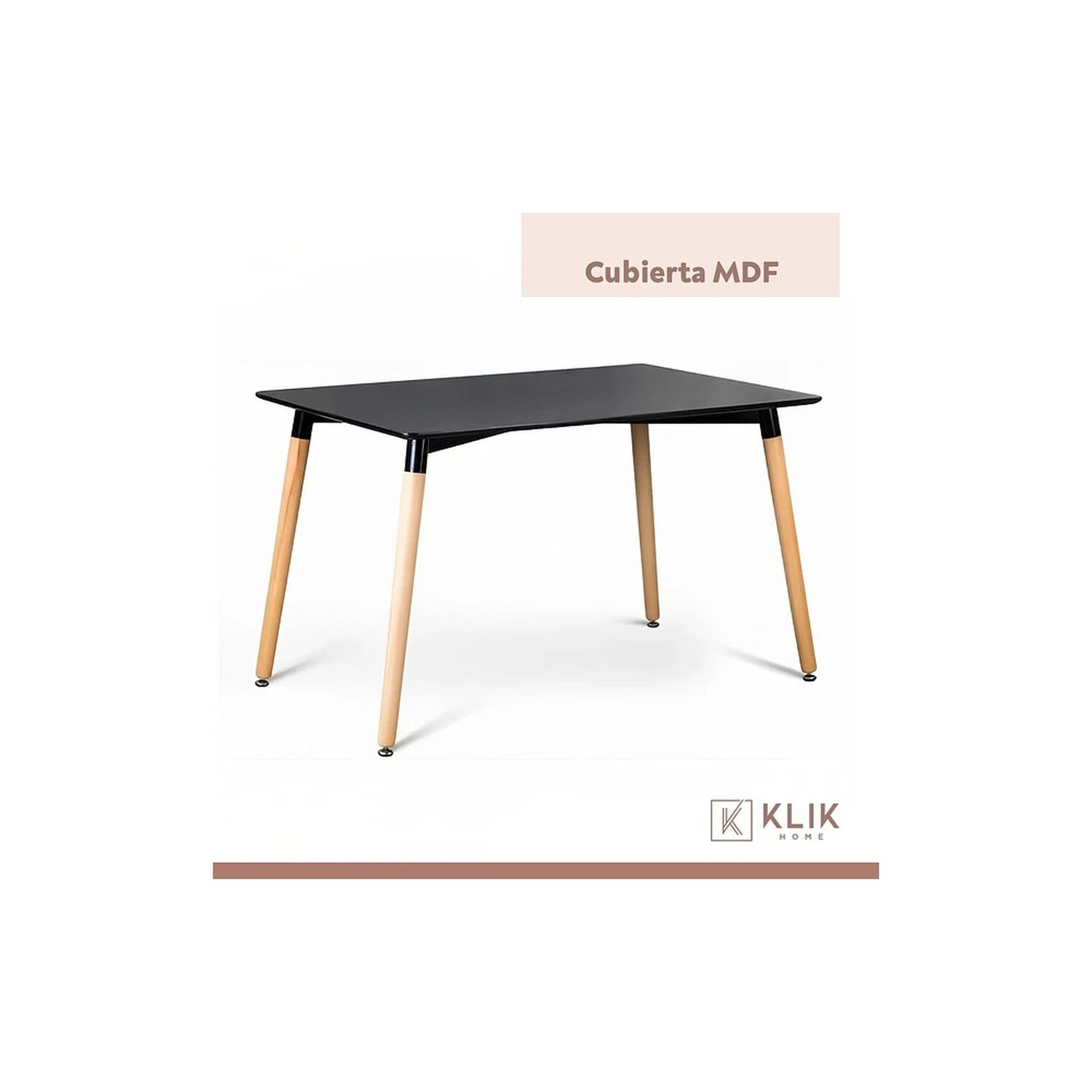 Comedor Mesa Rectangular Negra + 6 Sillas Eames Blancas image number 6.0
