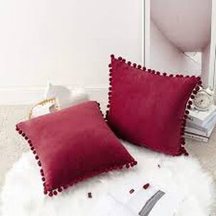 Set De 2 Cojines De Terciopelo Con Pompones