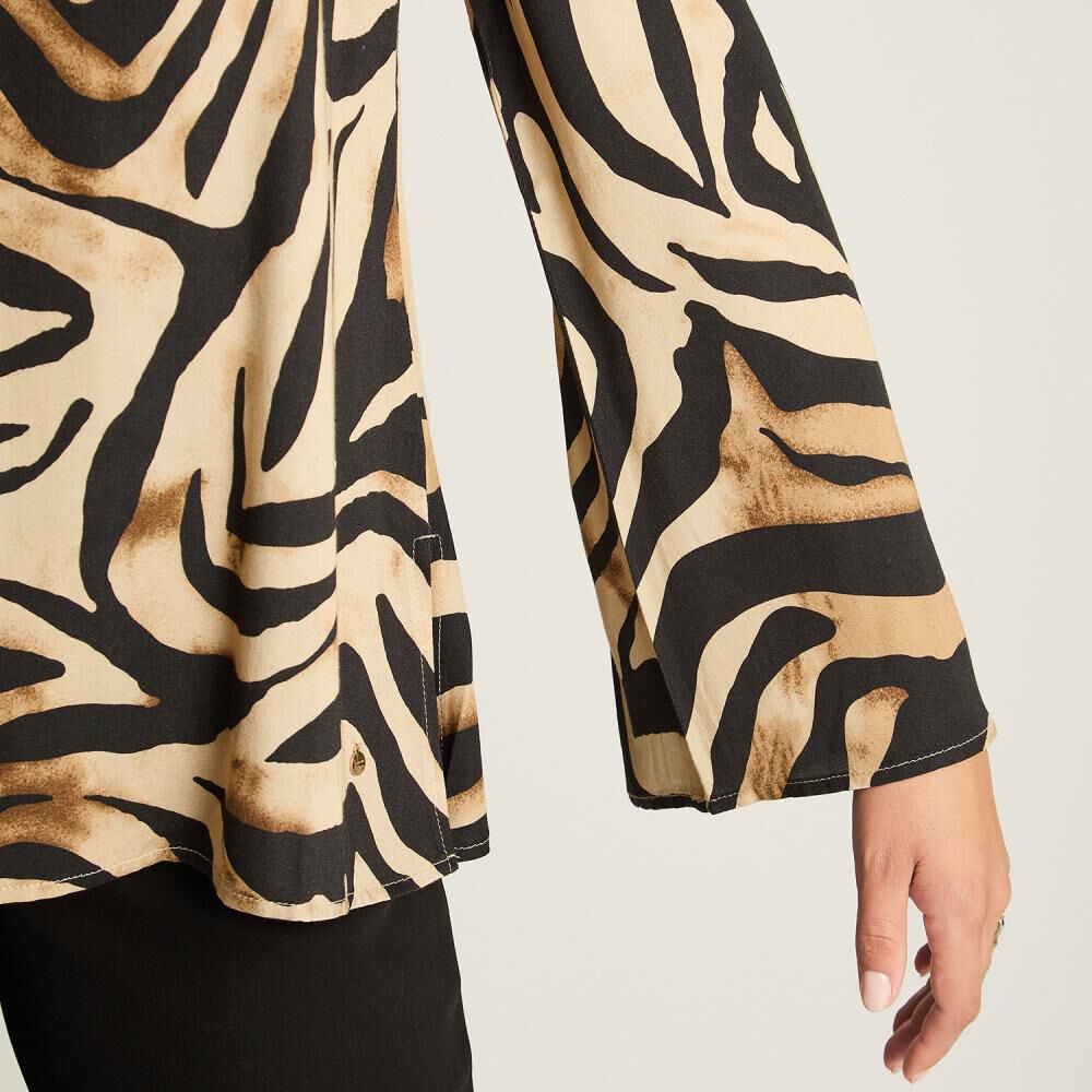 Blusa Estampada Manga Larga Cuello V Mujer Lorenzo Di Pontti image number 3.0