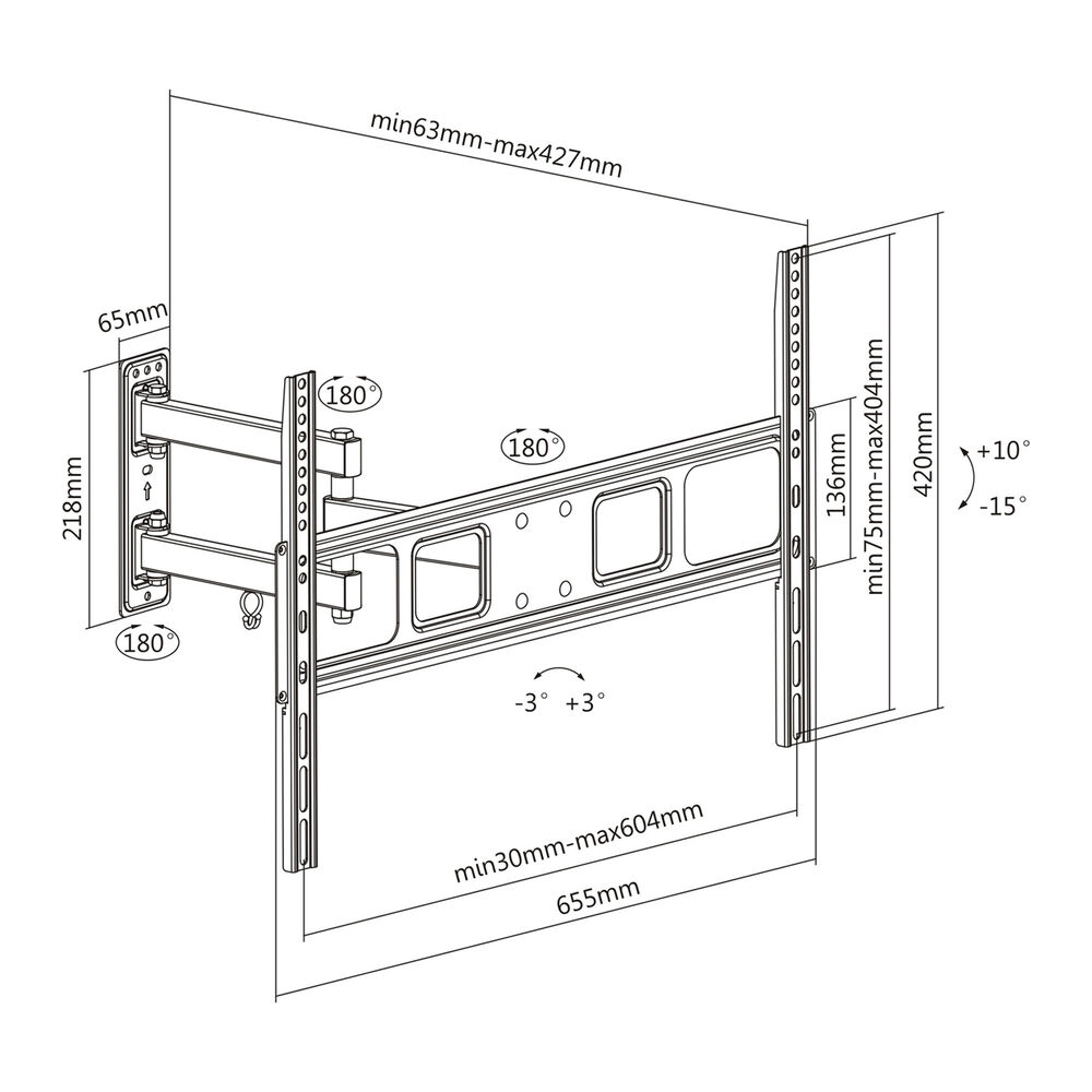 Soporte Para Tv Con Brazo De 42cm 37 A 70" 180 30kg - Sbrp1441 Brasforma image number 4.0