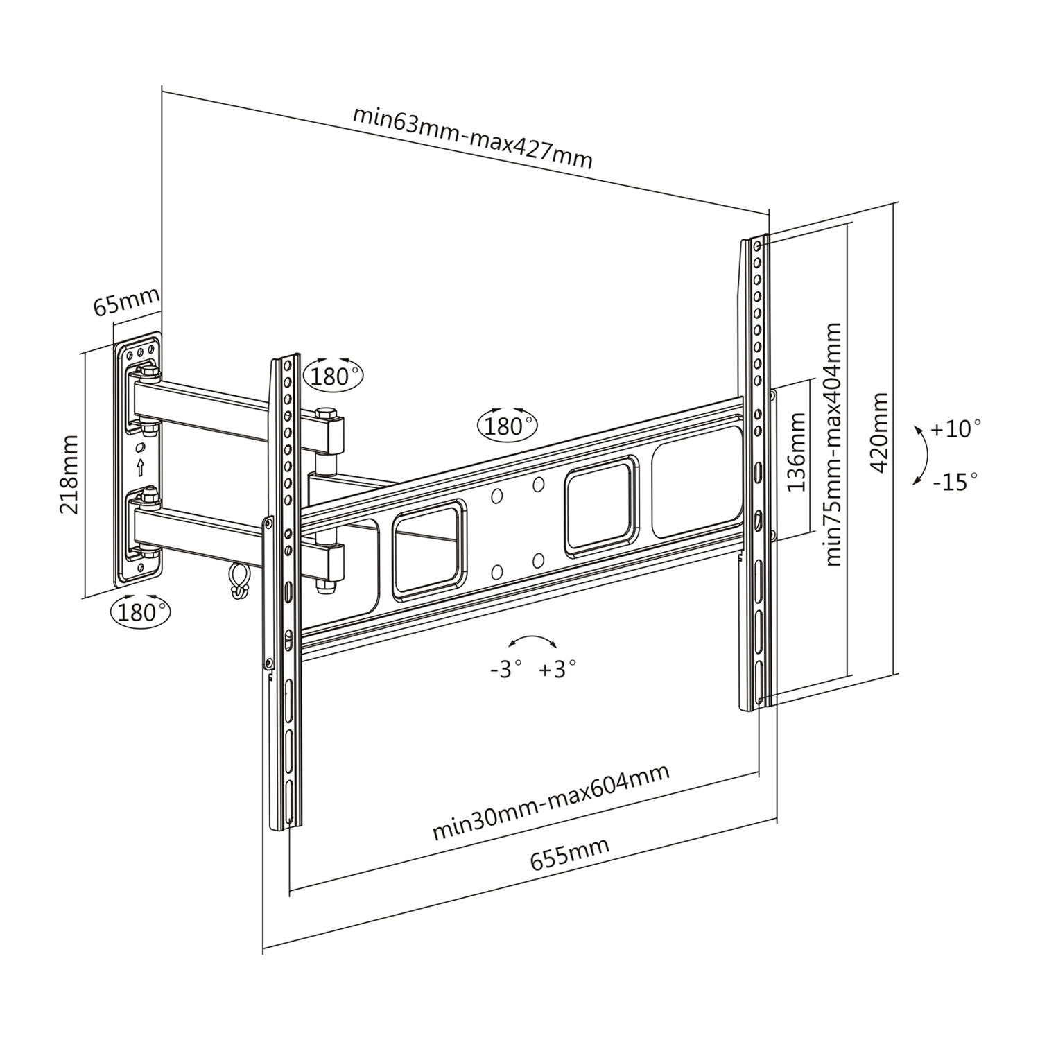 Soporte Para Tv Con Brazo De 42cm 37 A 70" 180 30kg - Sbrp1441 Brasforma image number 4.0
