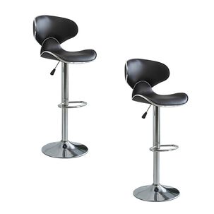 Pack 2 Sillas Piso Bar Premium Negras Altura Regulable Yc229