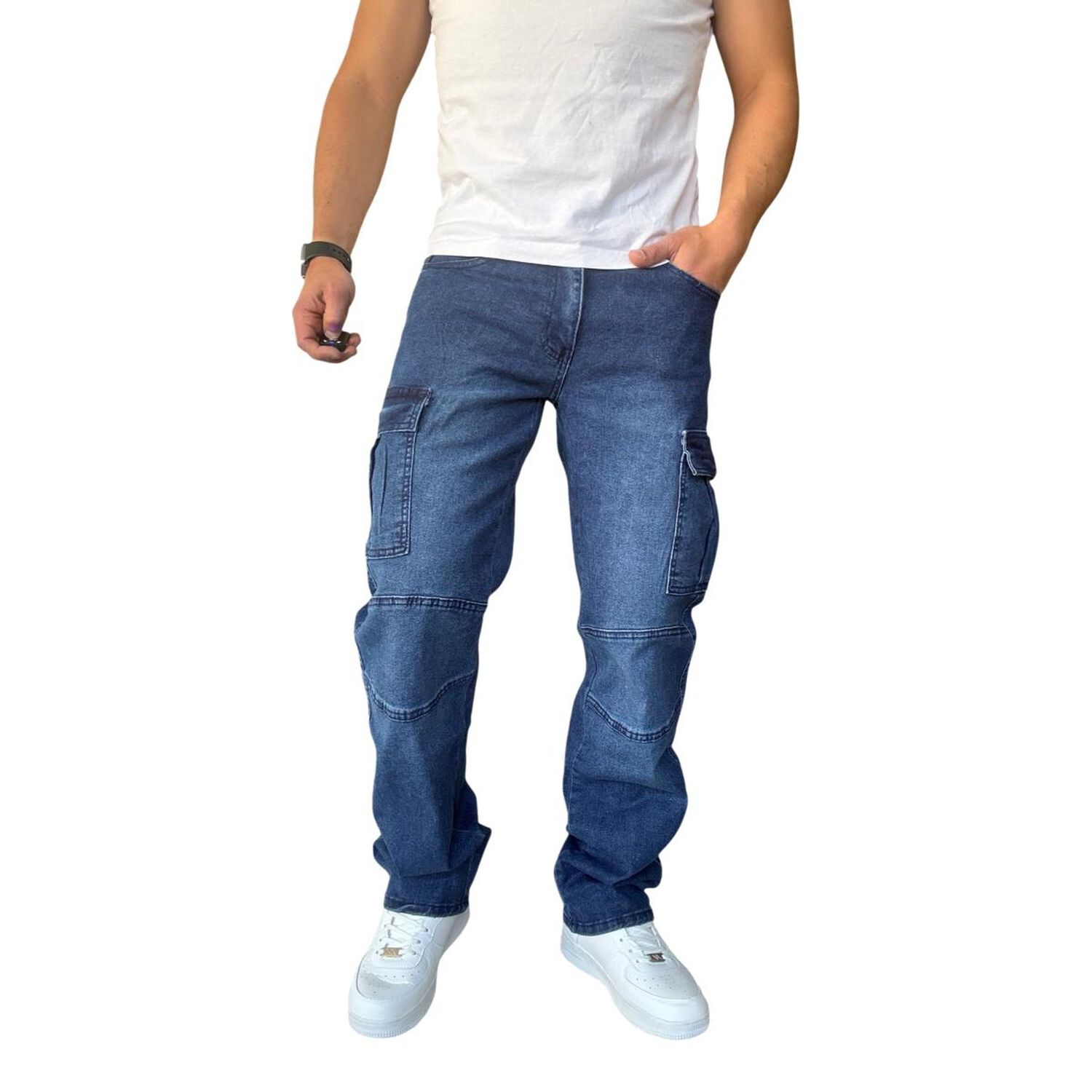 Jeans Cargo Recto Elasticado Stragth Fit Focalizado image number 2.0