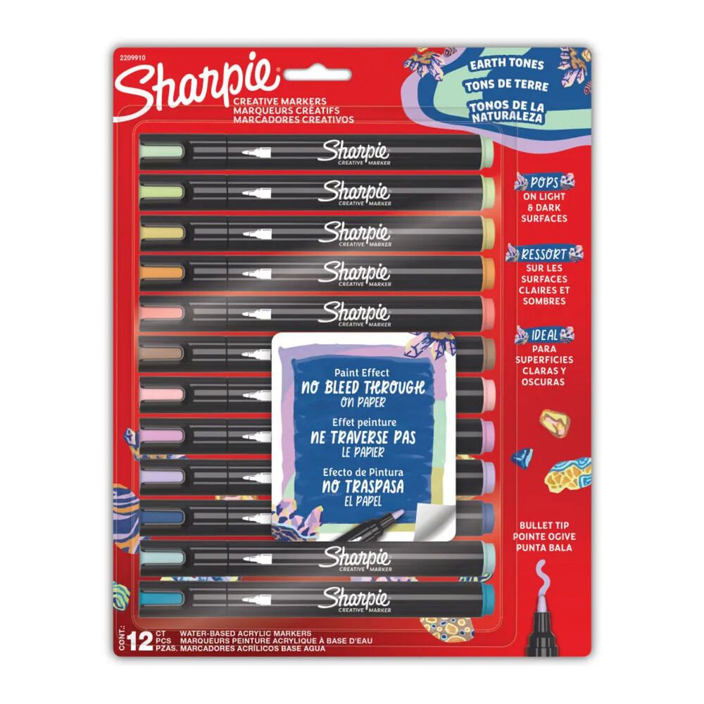 Set Lapices Acrilico Sharpie 12 Tonos Naturaleza Punta Bala image number 3.0