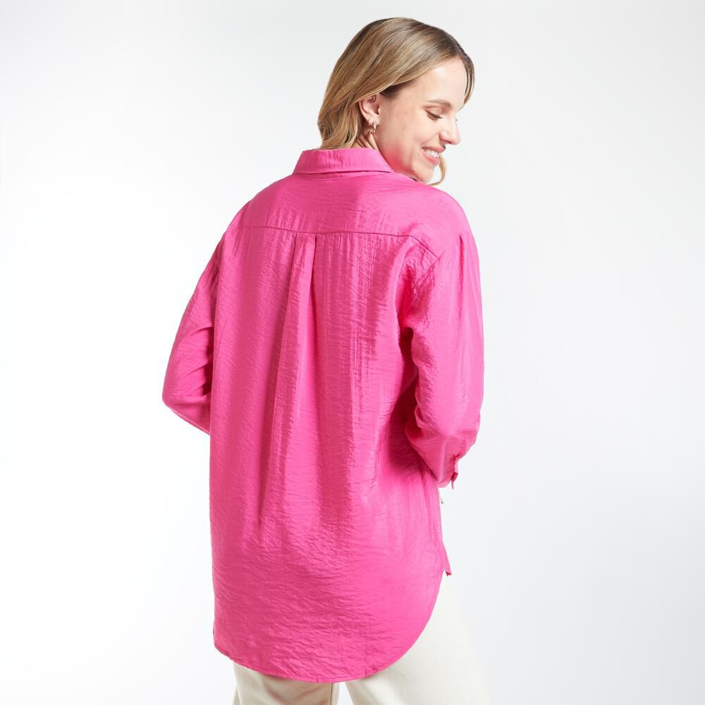 Blusa Textura Arrugada Cuello Camisero Mujer Kimera image number 3.0