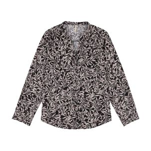 Blusa Full Print Manga Larga Roll Up Cuello V Mujer Geeps