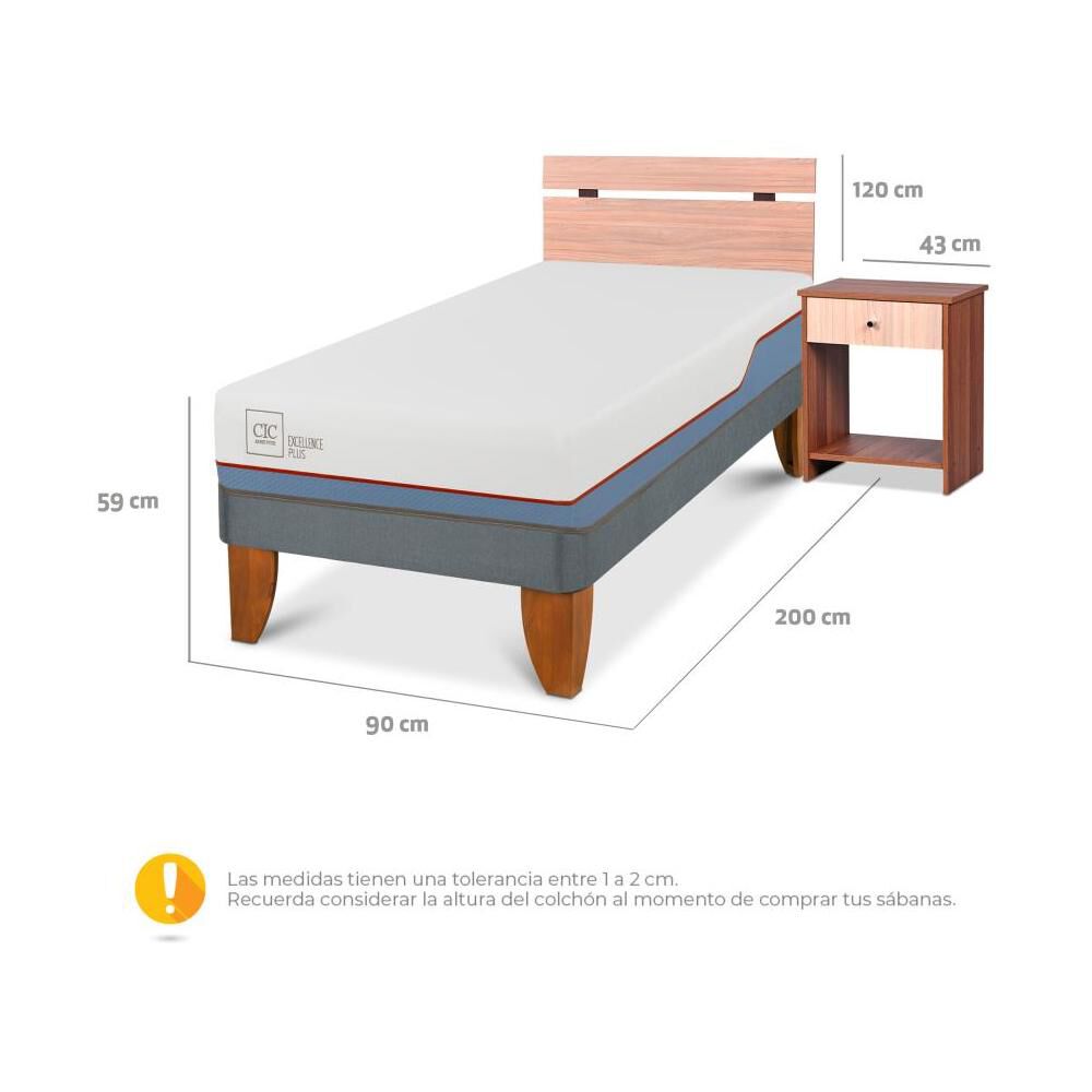 Cama Europea Cic Excellence Plus / 1 Plaza / Base Normal + Set De Maderas image number 2.0