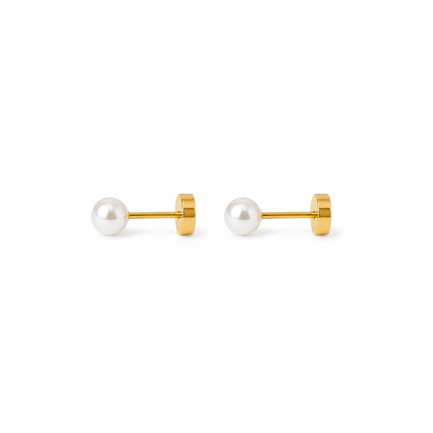 Aros Abridores Perla Casquillo 4mm N1 Oro 14k Beb&eacute; Ni&ntilde;a Dorado 4mm image number 1.0