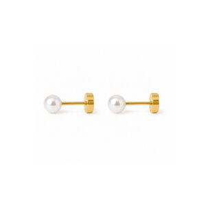 Aros Abridores Perla Casquillo 4mm N1 Oro 14k Beb&eacute; Ni&ntilde;a Dorado 4mm