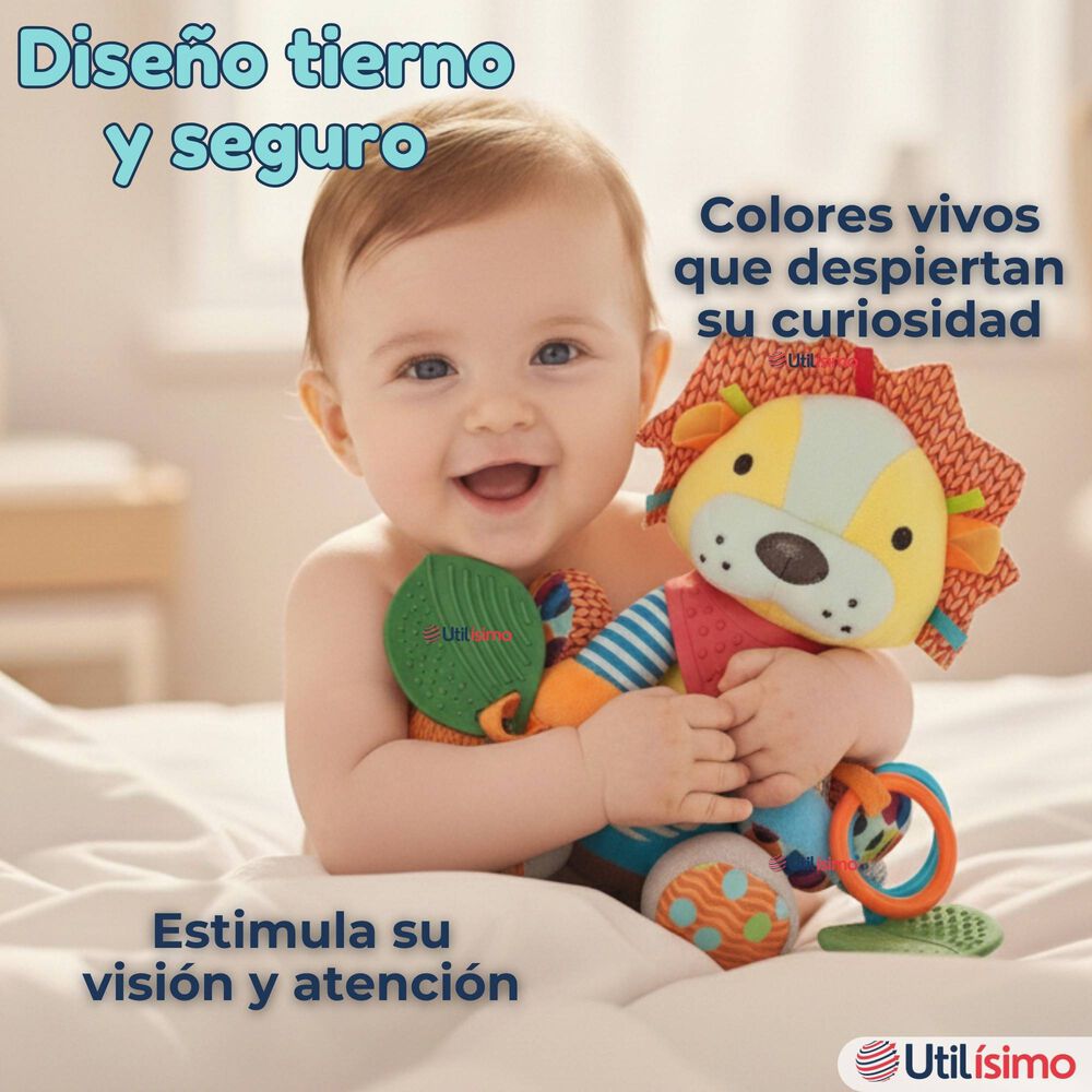 Juguete Peluche Animales Sensorial Con Mordedor Y Sonajero Dise&ntilde;o Le&oacute;n Ni&ntilde;a Y Ni&ntilde;o image number 5.0