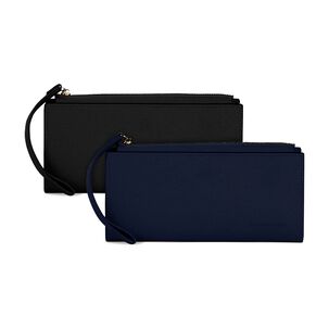 2 Billeteras De Mujer Delia Negra Y Azul Carven