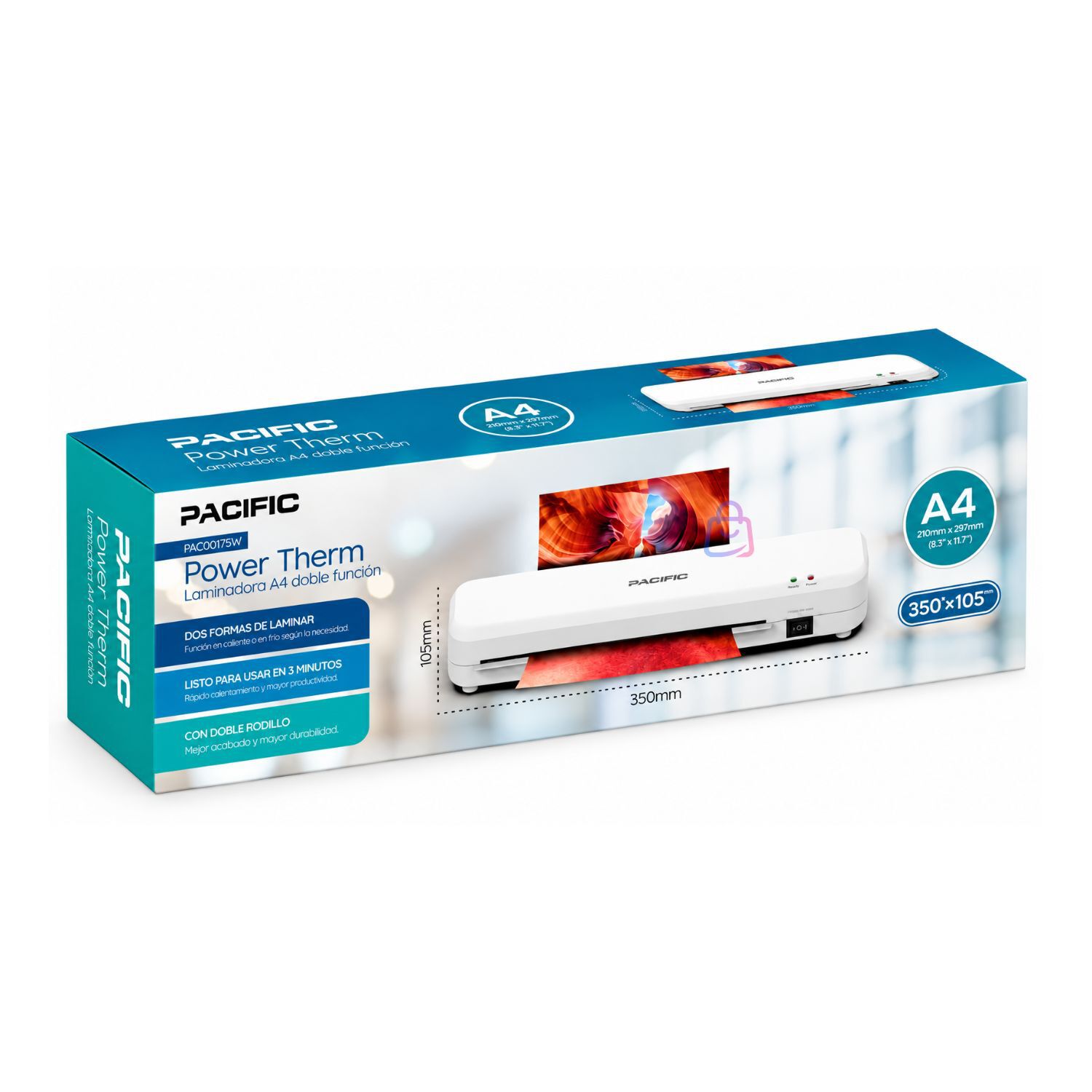 Laminadora Plastificadora A4 Doble Rodillo Blanca - Ps image number 3.0