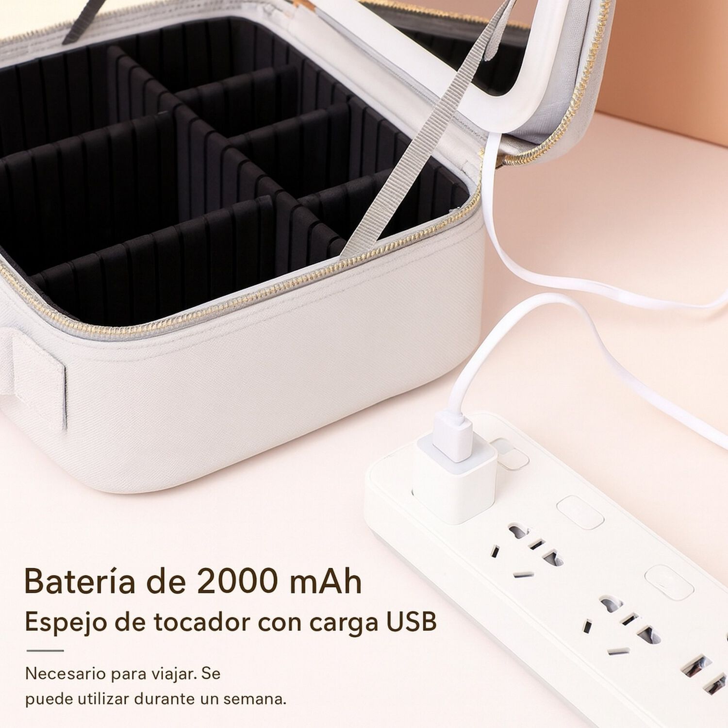 Cosmetiquero Maletin Con Espejo Led Y Divisiones Ajustables image number 13.0