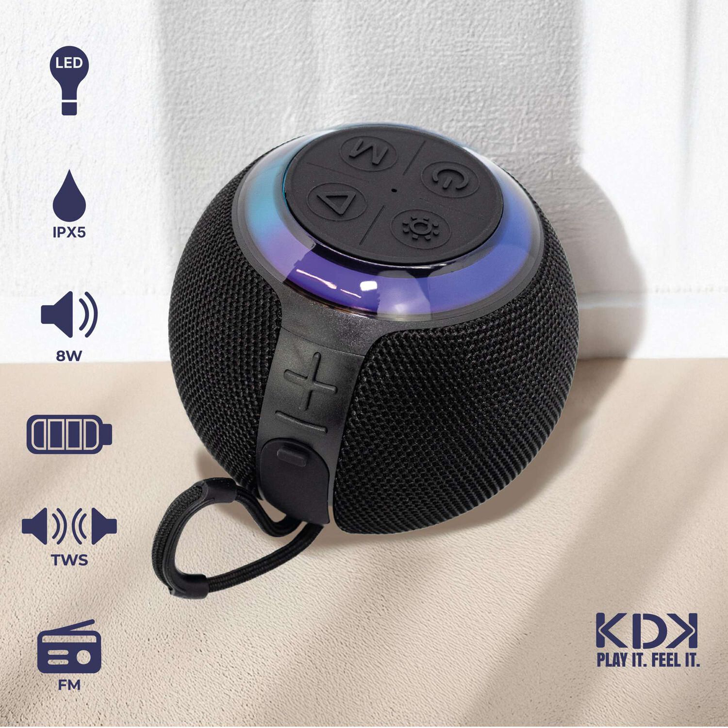 Parlante Mini Bluetooth Kdk Orb Bola 8w Negro image number 1.0