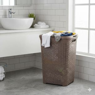 Cesto Canasto De Ropa 60 Litros Marca Mp Color Chocolate