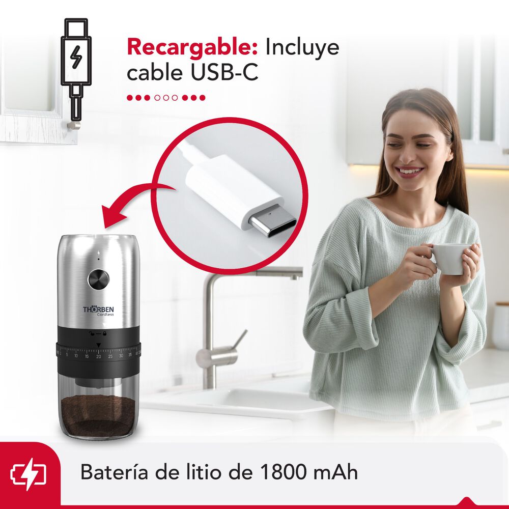 Molinillo De Café Usb Thor Professional Coffee Grinder image number 4.0