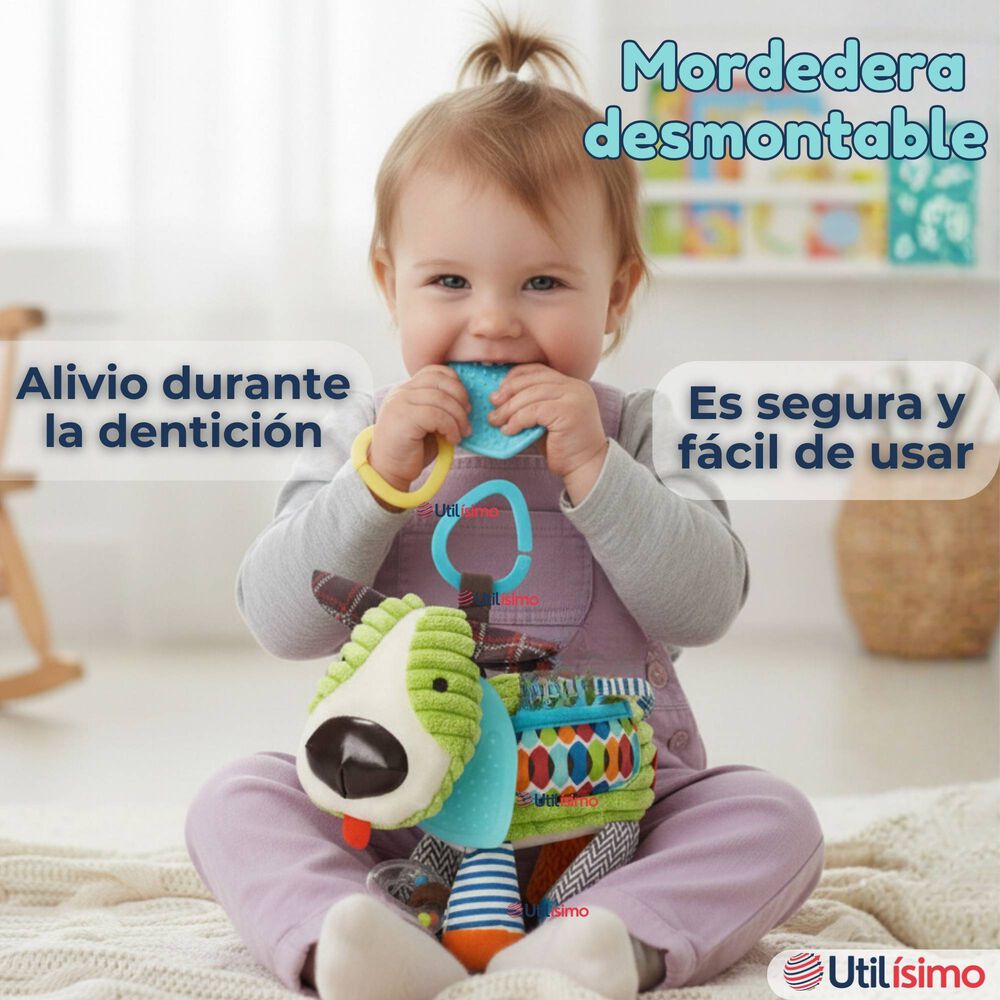 Juguete Peluche Animales Sensorial Con Mordedor Y Sonajero Dise&ntilde;o Perrito Ni&ntilde;a Y Ni&ntilde;o image number 7.0
