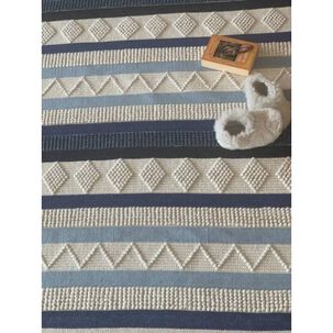 Alfombra De Lana Durrie Rayas Azules Grande