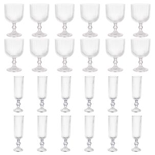 Set 24 Copas Talladas Lisa Allegra Vidrio Transparente