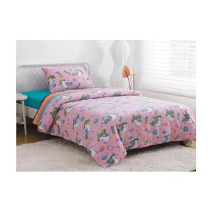 Sabana De Polar Estampada 1,5 Plazas Unicornio