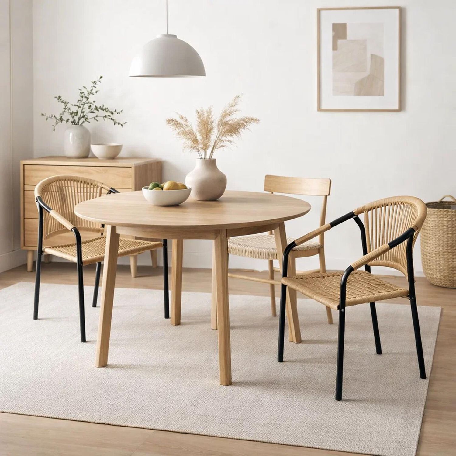 Silla Flet - Estructura Negra Con Respaldo Encordado Beige image number 2.0