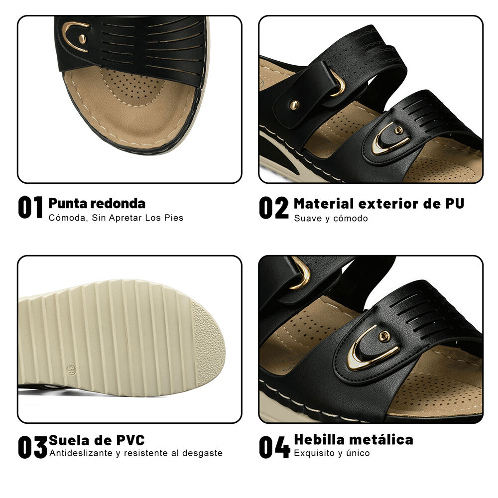 Sandalia Estilo Chala Taco Cuña Casual Mujer Weide Jn722 image number 6.0