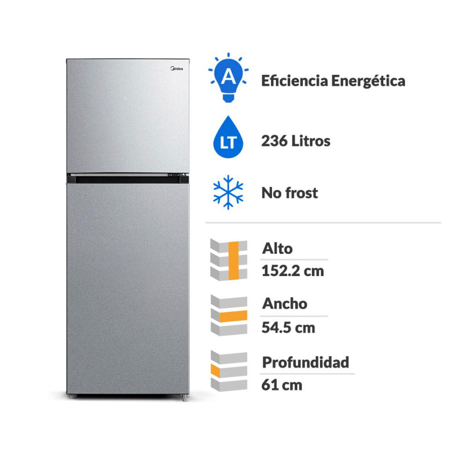 Refrigerador Top Freezer Midea MDRT346MTF50 / No Frost / 236 Litros / A image number 1.0