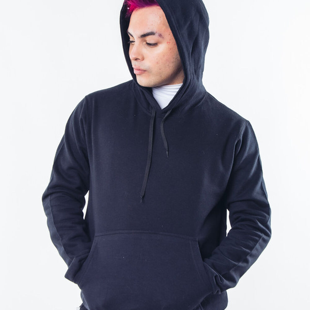 Poleron Negro Canguro Hombre Relaxed Fit Para Estampar image number 3.0