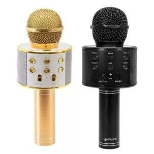 Kit 2 Micrófonos Con Parlante Bluetooth Inalámbrico, Color Negro Y Dorado