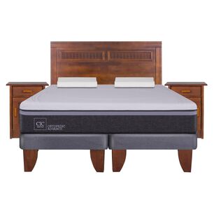 Cama Europea Cic Ortopedic Advance / 2 Plazas / Base Dividida + Set De Maderas + Almohadas