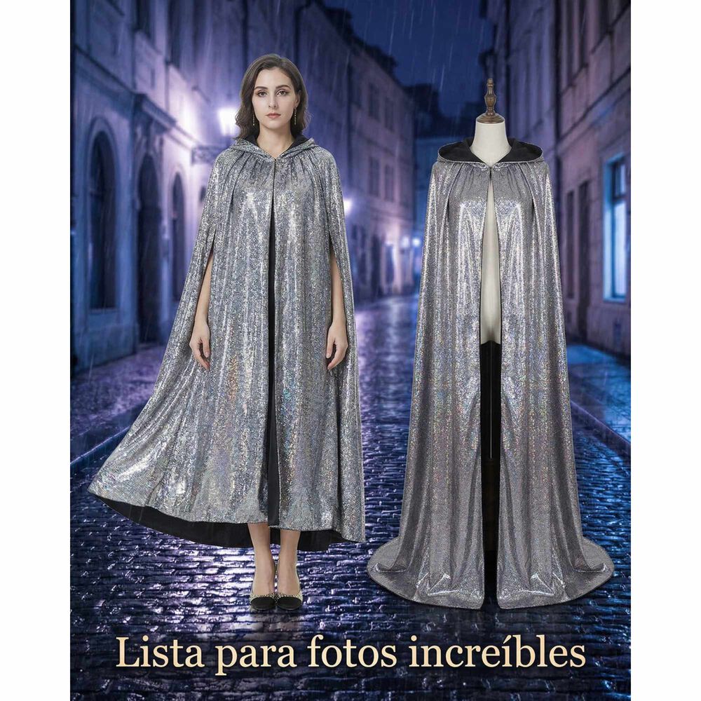 Capa Glitter Brillante Con Capucha Para Cosplay Y Disfraz image number 31.0