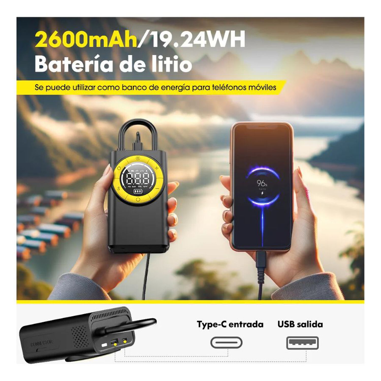 Compresor De Aire Port&aacute;til Para Neum&aacute;ticos Inalambrico 150psi image number 1.0