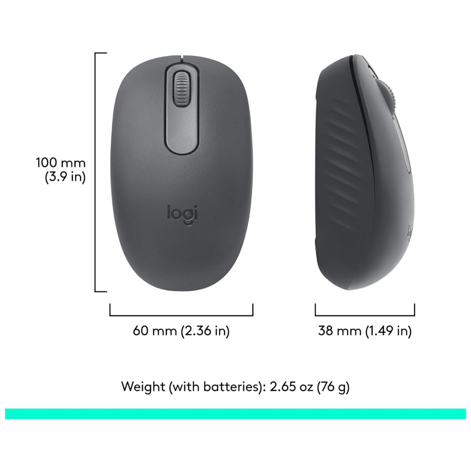 Mouse Inalambrico Bluetooth 3b 1000dpi Negro M196 image number 3.0