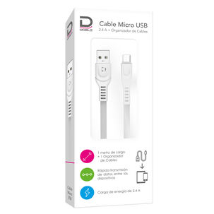 Cable Microusb 2.4a Blanco 1 Metro Datacom Pronobel