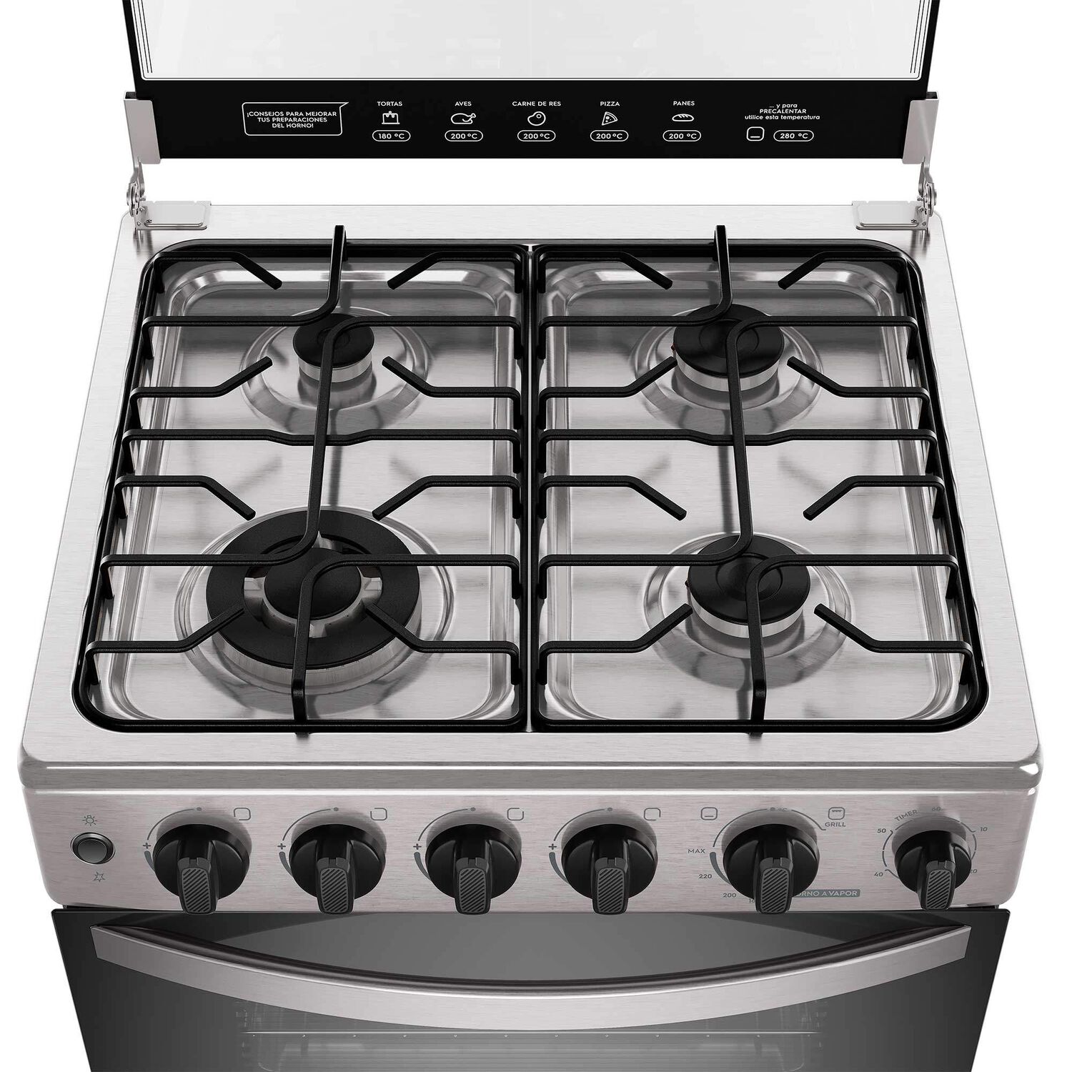 Cocina A Gas 4 Platos Horno Vapor Y Triple Llama Fm4ssc Inox image number 4.0