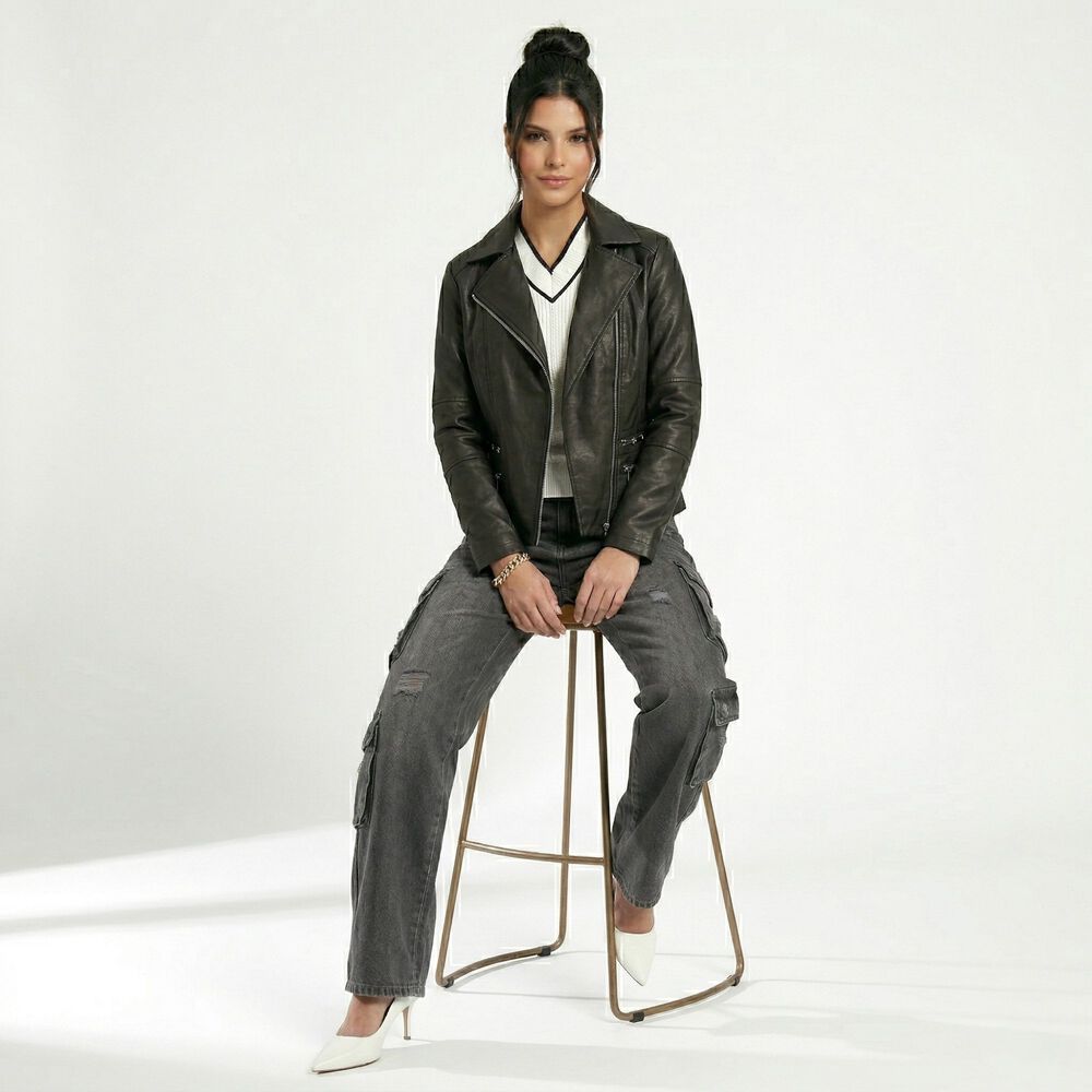 Chaqueta Ecocuero Aviadora Mujer Atenea image number 1.0