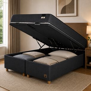 Cama Ba&uacute;l Mons Black / 2 Plazas / Base Dividida