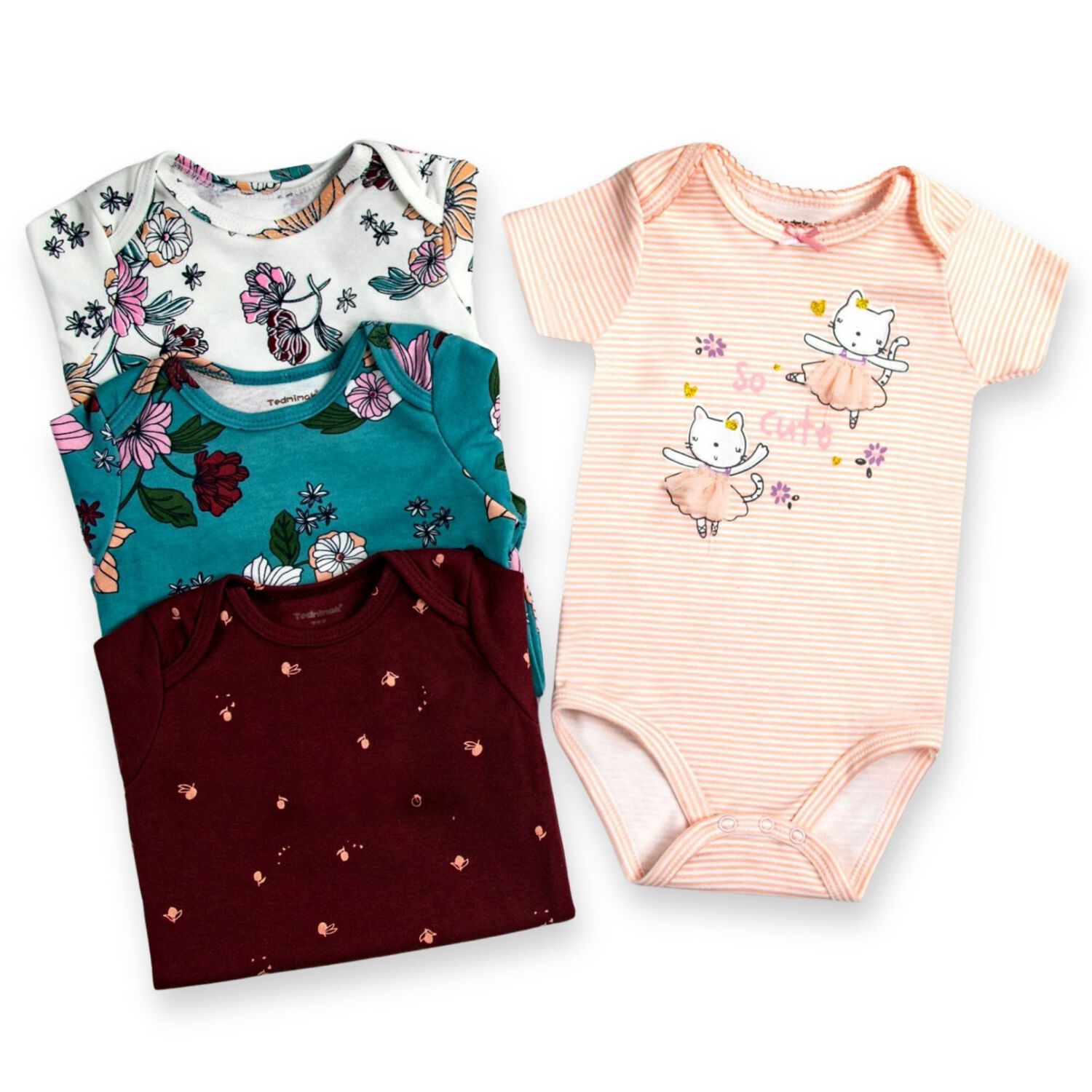 Pack 4 Unidades Extensor Body Beb&eacute; +pack 4 Bodys Algod&oacute;n Ni&ntilde;a Manga Corta Bailarina image number 2.0