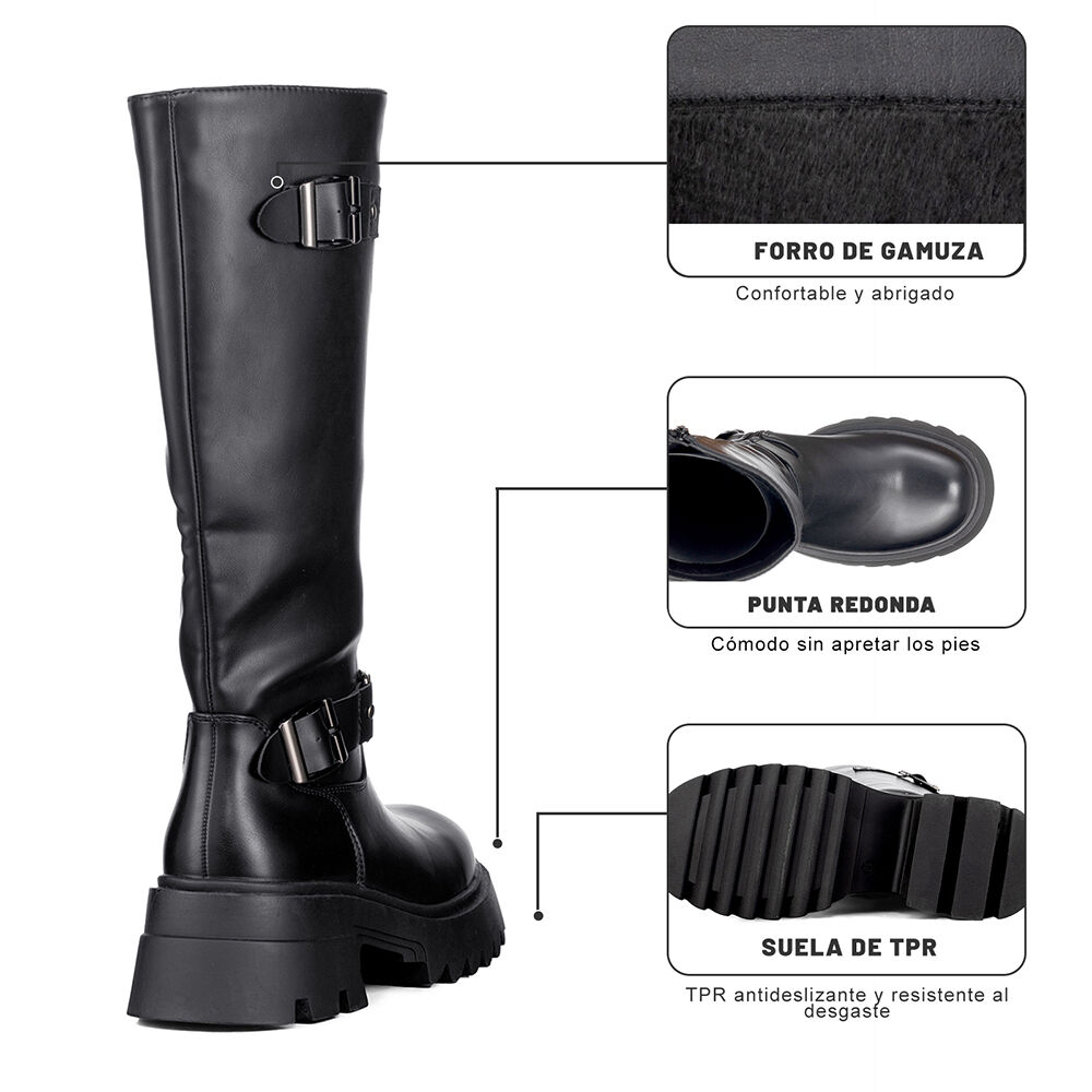 Botas Largas Mujer De Moda Tacon Grueso Vintage Weide Czy613 image number 6.0