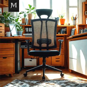 Silla De Oficina Ergonomica Pro Apoyacabeza Javimate Color Negro