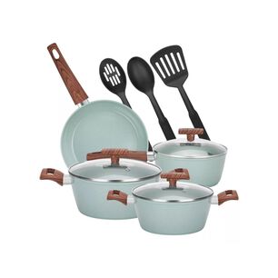 Juego Bater&iacute;a 10 Piezas Cocina Granito Menaje Antiadherente Pmm Verde