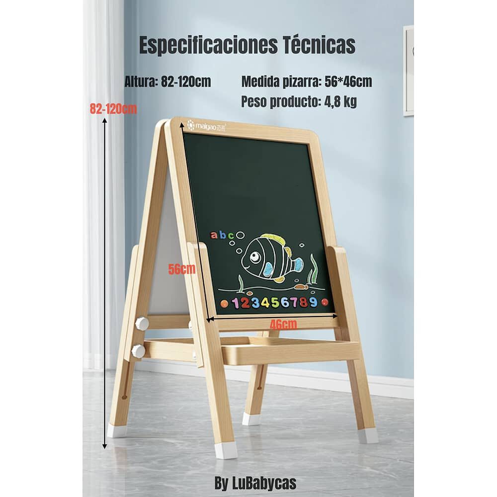 Pizarra Atril Doble Magn&eacute;tica Plum&oacute;n Con Accesorios 120cm image number 6.0