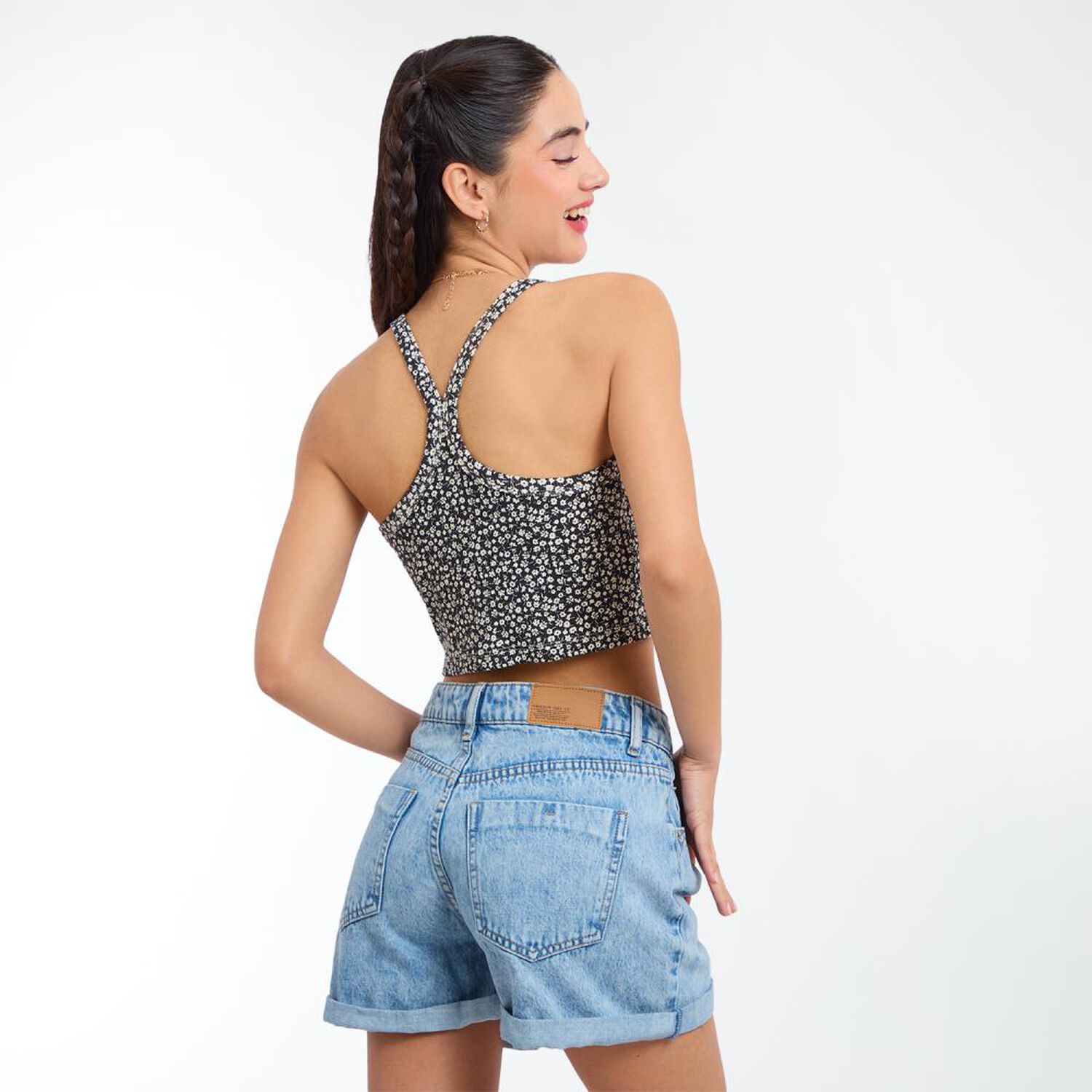 Polera Crop Estampada Sin Mangas Cuello Recto Mujer Freedom image number 3.0