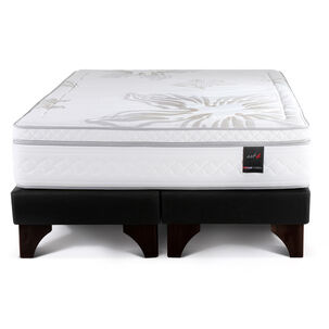 Cama Europea Rosen Art 4 / King / Base Dividida + Set de Maderas Argos